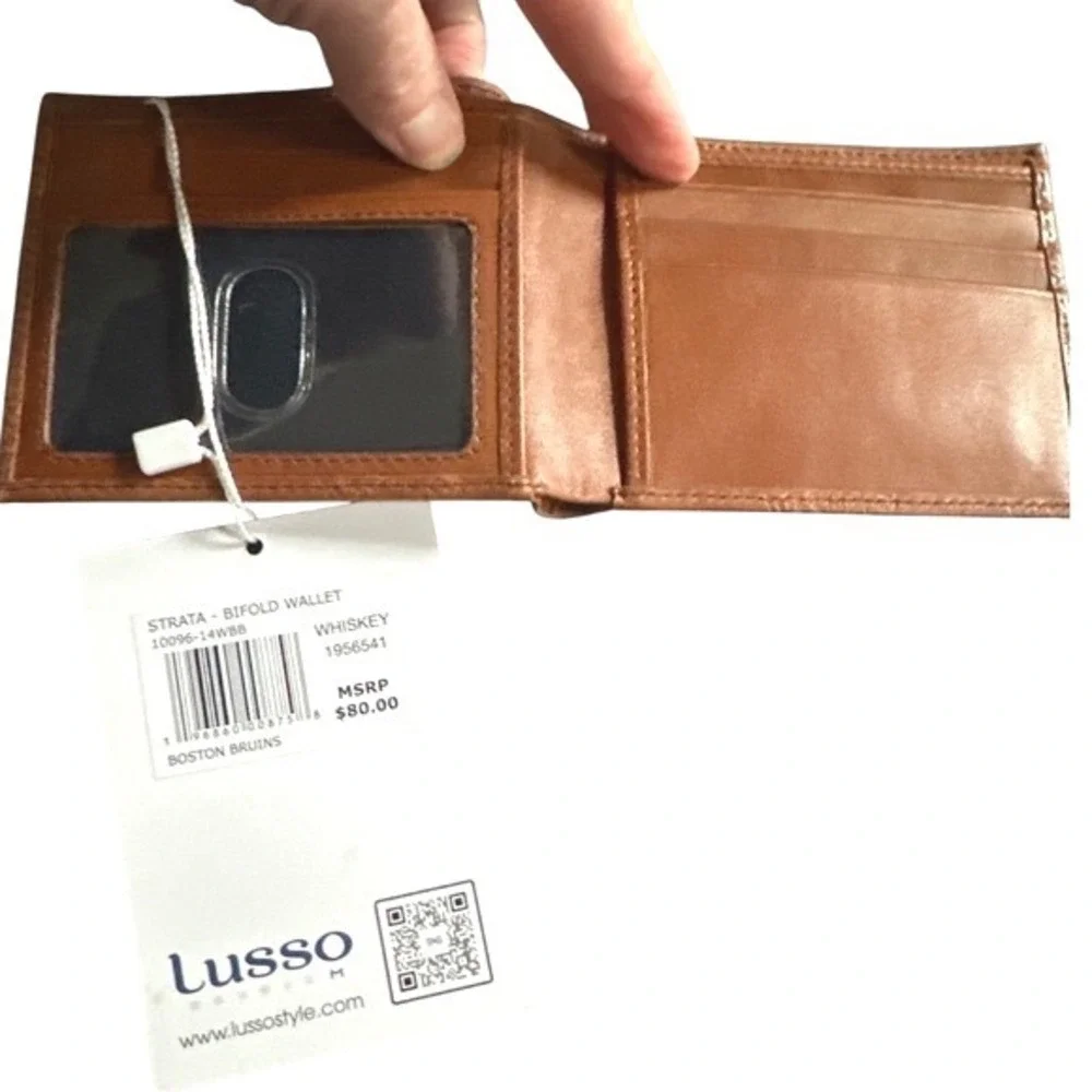 NWT Lusso Boston Bruins 100th Anniversary Leather Bifold Wallet NHL Gift
